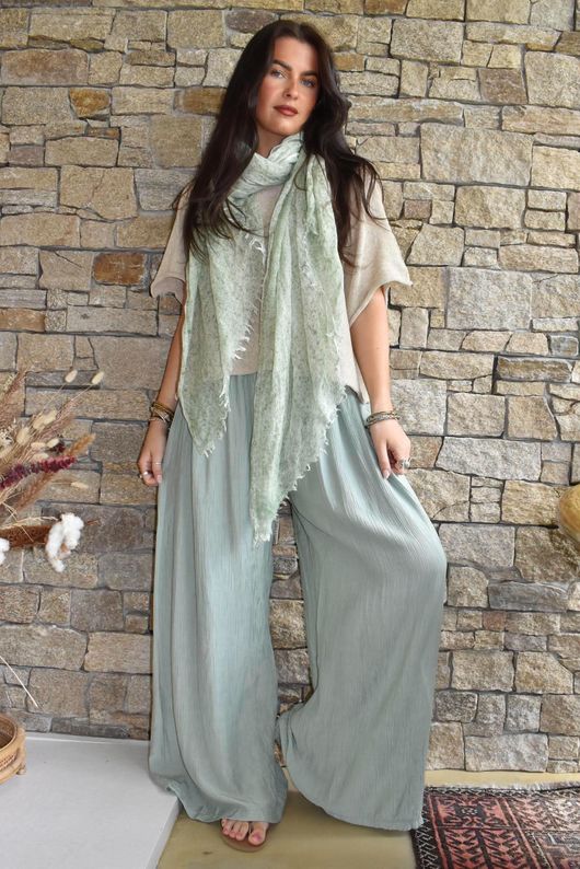 Cyril Crinkelle Wide Leg Pant Sage